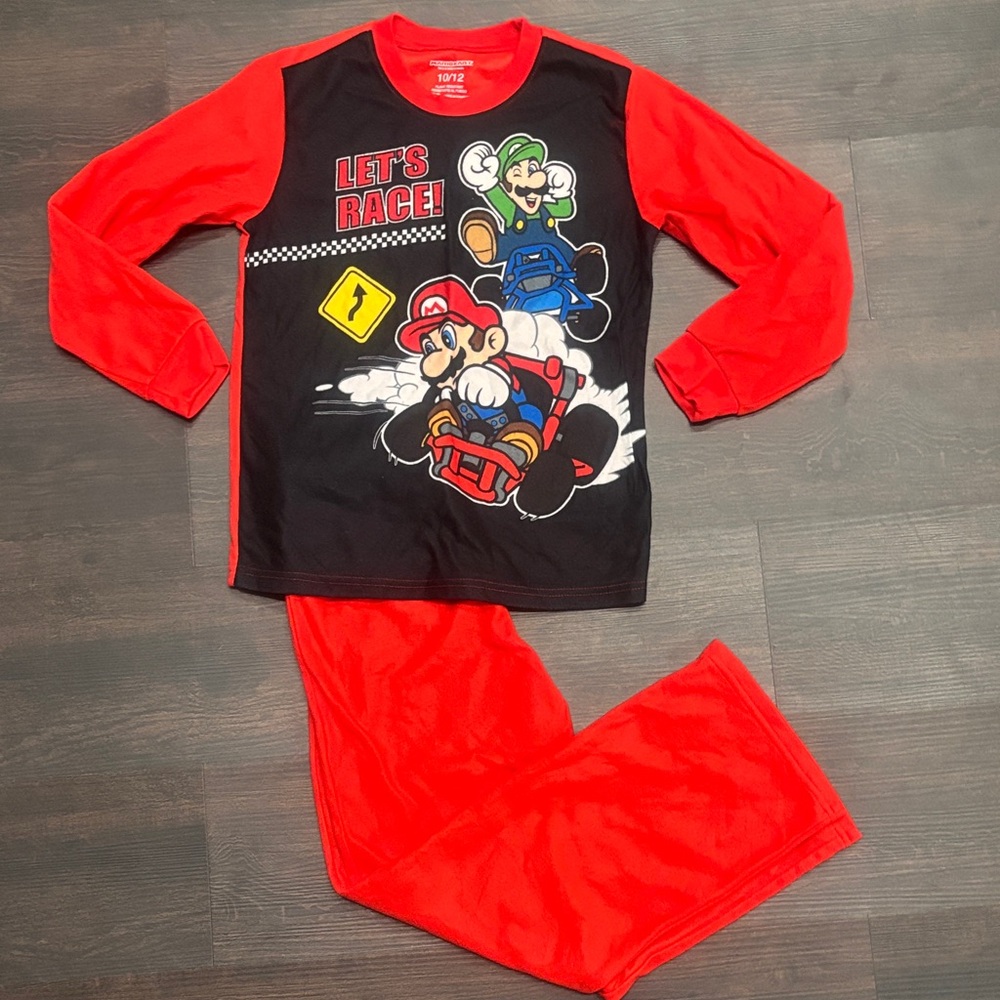Nintendo Kids Pajama Set - Red and Black Mario Kart Design
